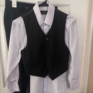 Black Vest with White Shirt & Pants Set